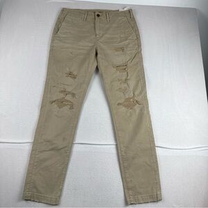 New! American Eagle Slim Lived-In Khaki Distressed Pants 32*34 Y2K 90s